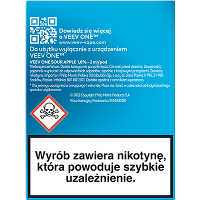 VEEV ONE Sour apple ingredients back side 5